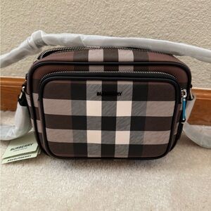 NWT Burberry check camera crossbody handbag